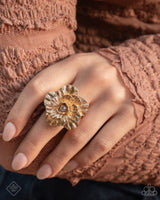 Grand Garden -  Gold Floral Ring Paparazzi