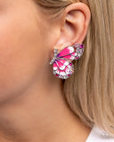 Decadent Descent - Pink Butterfly Clip Earrings Paparazzi