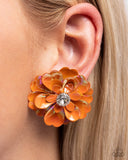 Growth Rate - Orange Floral Earrings Paparazzi