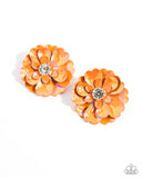 Growth Rate - Orange Floral Earrings Paparazzi