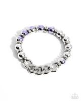 Mixed Company - Purple & Silver Bead Bracelet Paparazzi