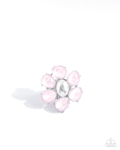 Glitter in the Air - Pink Floral Ring Paparazzi