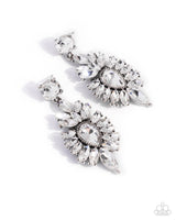 Darling Direction - White Rhinestone Earrings Paparazzi