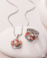 Complete Look Necklace: Mademoi-SHELL Magic & Ring: Mademoi-SHELL - Orange Paparazzi