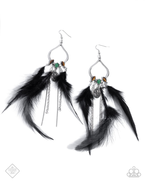 Living on the Wild Side - Multi Feather Earrings Paparazzi