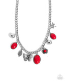 Garden Center - Red Butterfly Charm Necklace Paparazzi