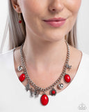 Garden Center - Red Butterfly Charm Necklace Paparazzi