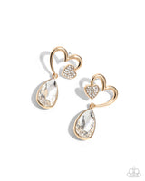 Coupling Up - Gold Heart Earrings Paparazzi