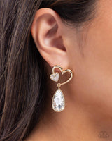 Coupling Up - Gold Heart Earrings Paparazzi