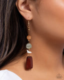 Creative Collection - Green Wood & Bead Earrings Paparazzi