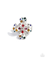 Chic Confession - White & Multi Colored Rhinestone Ring