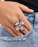 Chic Confession - White & Multi Colored Rhinestone Ring