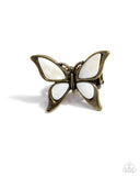 Suspended Story - Brass Butterfly Ring Paparazzi