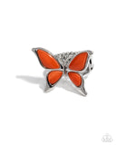 Suspended Story - Orange Butterfly Ring Paparazzi