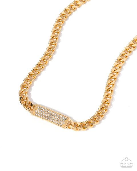 Rockstar Radiance - Gold Rhinestone Necklace Paparazzi