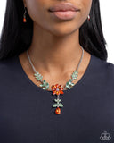 Bouquet Backdrop - Orange Floral Necklace Paparazzi