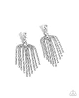 Tapered Twilight - White Earrings Paparazzi