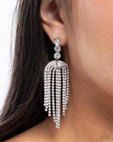 Tapered Twilight - White Earrings Paparazzi