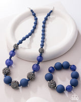 Hematite Hallmark - Complete Look   Necklace: Hematite Haute - Blue Bracelet: Hematite Honor - Blue Paparazzi