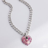Ardent Affection - Pink Rhinestone Heart Necklace Paparazzi