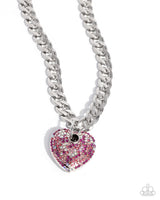 Ardent Affection - Pink Rhinestone Heart Necklace Paparazzi