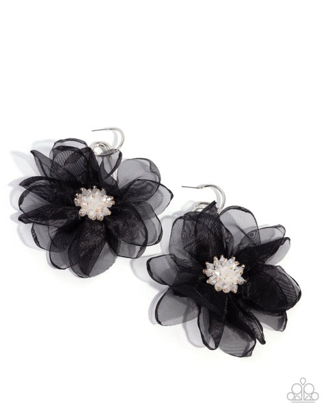 Cosmopolitan Chiffon - Black Earrings Paparazzi