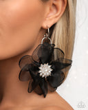 Cosmopolitan Chiffon - Black Earrings Paparazzi