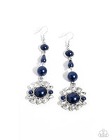 Pearly Plot Twist - Blue Pearl Earrings Paparazzi