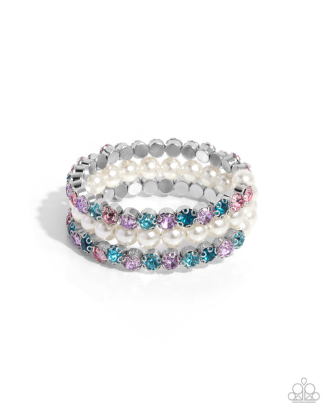 Grandiose Glitz - Multi Colored Rhinestone Coil Bracelet Paparazzi