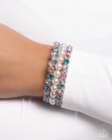 Grandiose Glitz - Multi Colored Rhinestone Coil Bracelet Paparazzi