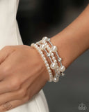 Adorably Amiable - White Coil Pearl Bracelet Paparazzi
