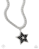 Cosmic Chic - Black Rhinestone Star Necklace Paparazzi