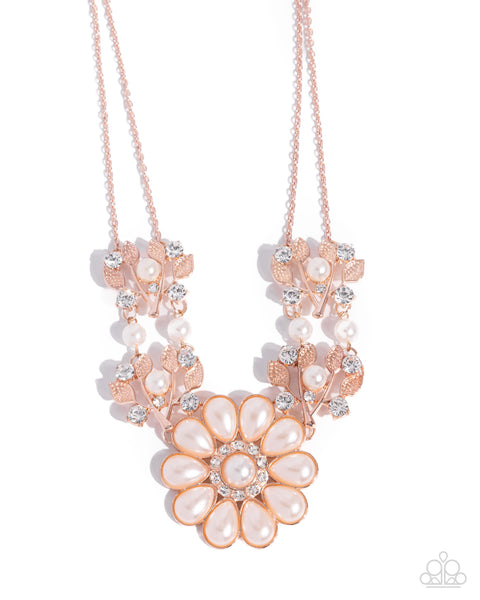 Sprouting Shimmer - Rose Gold Pearl Necklace Paparazzi