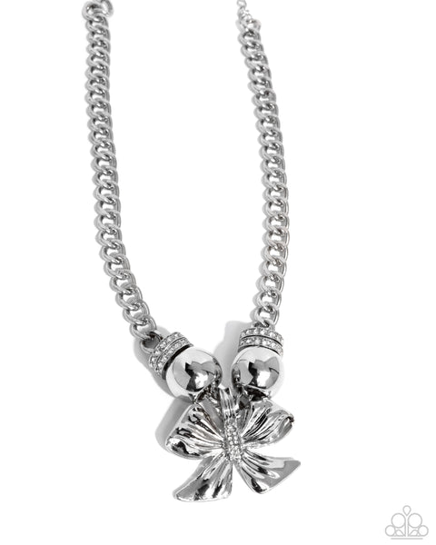 Big Deal Bow - White Necklace Paparazzi