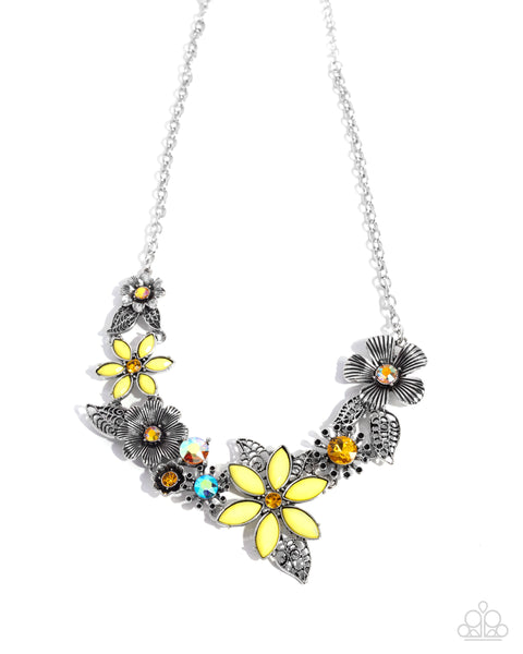 GARDEN My Sparkle - Yellow Floral Necklace Paparazzi