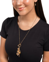 Valentines Venture - Gold Heart Charm Necklace Paparazzi