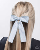 Checkered Chic - Blue Bow Hair Clip Paparazzi