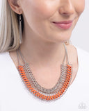 Commanding Connections - Orange Necklace Paparazzi