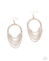 Ostentatious Opulence - Gold w/white Rhinestone Earrings Paparazzi