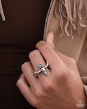 Longhorn Legend - Blue Steer Head Ring Paparazzi