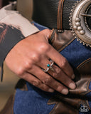 Longhorn Legend - Blue Steer Head Ring Paparazzi