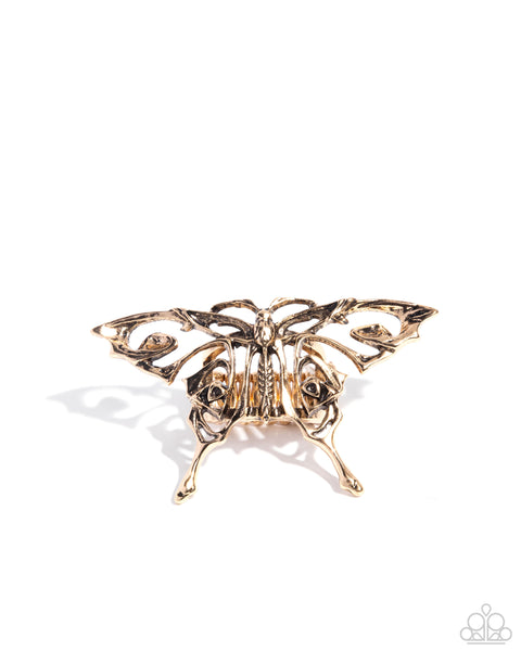 Majestic Moth - Gold Ring Paparazzi