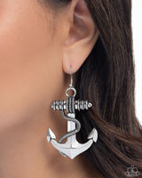 Adorable Anchor - Silver Nautical Earrings Paparazzi