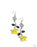 Floral Fractal - Yellow Floral Earrings Paparazzi