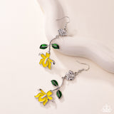 Floral Fractal - Yellow Floral Earrings Paparazzi