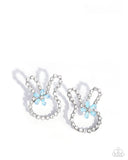 Bunny Backdrop - Blue Rhinestone Earrings Paparazzi