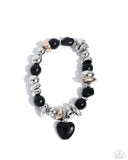 Adorably Asymmetrical - Black Heart Bracelet Paparazzi