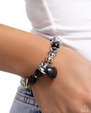 Adorably Asymmetrical - Black Heart Bracelet Paparazzi