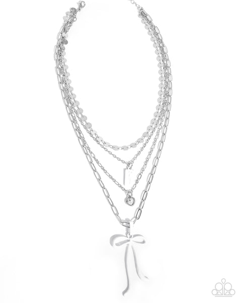 Coquette Cascade - White Necklace Paparazzi