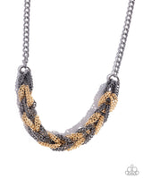 Braided Breakthrough - Black & Gold Necklace Paparazzi